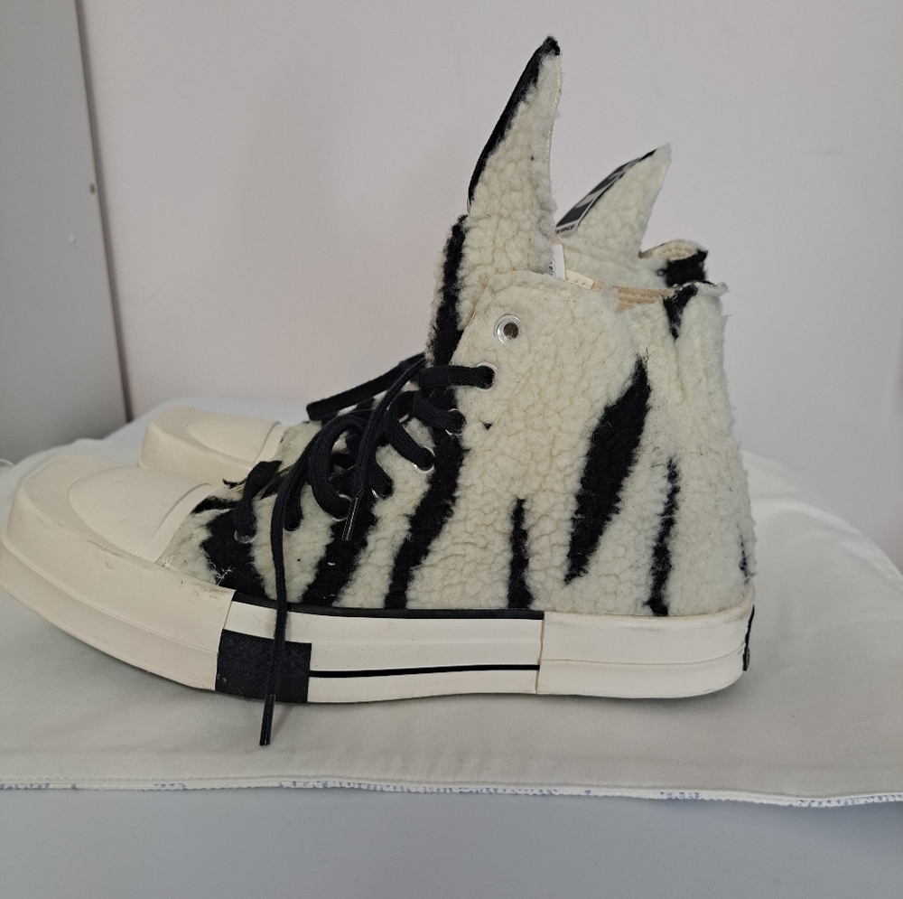 Rick Owens DRKSHDW TURBODRK chuck 70s high zebra sneaker 7 - Picture 6 of 12